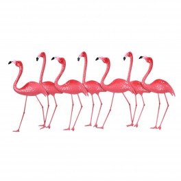 SIGNES GRIMALT Silhouette murale Ribambelle de flamants roses en défilé, 100% métal, 100% rose et longueur XL 118 cm