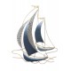 SIGNES GRIMALT Déco murale Bateaux : Régate 2 bateaux dans un camaïeu de bleu, Hauteur 60 cm