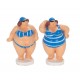 SIGNES GRIMALT Figurine Bord de Mer : Set 2 baigneuses Rondes et Tongs, Hauteur 8 cm