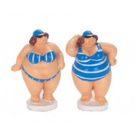 SIGNES GRIMALT Figurine Bord de Mer : Set 2 baigneuses Rondes et Tongs, Hauteur 8 cm