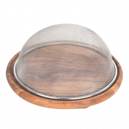 Plateau à fromages en Bois d'olivier avec Cloche en métal, diamètre 21 cm