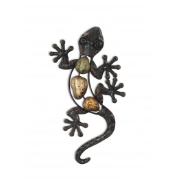 happyDko Gecko Mural Anthracite Métal, Mod BStone 1, H 22 cm