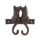 happyDko Patère Deux chats de dos en fonte, 2 Crochets polyvalents, Longueur 12 cm
