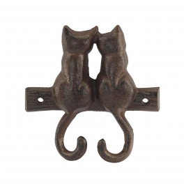 happyDko Patère Deux chats de dos en fonte, 2 Crochets polyvalents, Longueur 12 cm