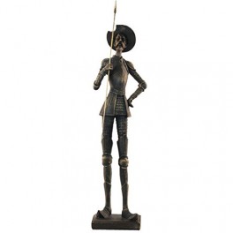 Figurine Don Quichotte de pied avec lance résine Bronze. 57 x 14 x 11 cm