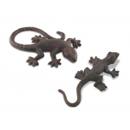 G&S Set 2 Geckos en Fer, Modèle Fonte à Poser, L 15 cm (Grand)