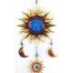 G&S Grande Suspension Soleil Verre & Métal, Bleu, H 95 cm