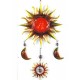 G&S Grande Suspension Soleil Verre & Métal, Rouge, H 95 cm