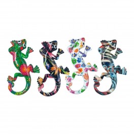 Set 4 magnets Frigo : 4 Lézards Multicolores 2, H 10 cm