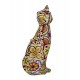 SIGNES GRIMALT Figurine Chat Design Multicolore, Motif rétro, Hauteur 12,5 cm