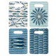 Lot de 4 Planches à Découper en Céramique Motif Poissons & Sardines – 24 x 18 cm – Décor Marin Bleu & Blanc