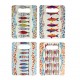 Lot de 4 Planches à Découper en Céramique Motif Poissons Colorés – 24 x 18 cm – Décor Marin Mosaïque Bleu & Multicolore