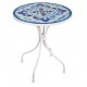 SIGNES GRIMALT Table Mosaïque Ronde 61 cm – Métal Blanc et Céramique Bleue – Table Intérieur/Extérieur 70 cm