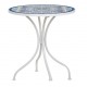 SIGNES GRIMALT Table Mosaïque Ronde 61 cm – Métal Blanc et Céramique Bleue – Table Intérieur/Extérieur 70 cm