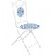 SIGNES GRIMALT Chaise Pliante Mosaïque en Métal et Céramique – Bleu et Blanc – Intérieur/Extérieur 89 cm