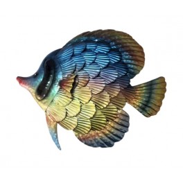 SIGNES GRIMALT Décoration Murale Poisson en Métal 35 cm – Sculpture Murale 3D Multicolore – Déco Marine Relief – 35 x 33 x 2 cm