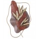 SIGNES GRIMALT Décoration Murale Métal Feuilles Dorées – Design Abstrait Terracotta et Taupe – 51 x 34 cm