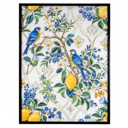 SIGNES GRIMALT Tableau Oiseaux & Citrons 60x80 cm – Toile Imprimée Cadre Noir – Déco Murale Florale & Nature – Épaisseur 3 cm