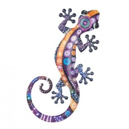 SIGNES GRIMALT Décoration Murale Lézard en Métal Coloré 45 cm – Sculpture Murale Tropicale & Bohème Grand Format