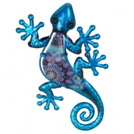 SIGNES GRIMALT Décoration Murale Lézard en Métal Bleu 21 cm – Sculpture Murale Bohème & Design Mandala