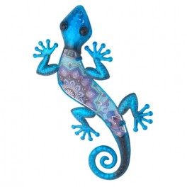SIGNES GRIMALT Décoration Murale Lézard en Métal Bleu Turquoise 30,5 cm – Sculpture Murale Design Mandala Bohème