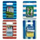 Lot de 4 Planches à Découper en Céramique Motif Sardines – 24 x 18 cm – Décor Marin Rayures Bleu & Rouge – Cuisine Bord de Mer
