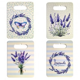 Lot de 4 Planches à Découper en Céramique Thème Lavande – Décor Provençal Violet & Bleu – 24 x 18 cm – Cuisine & Service