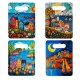 Lot de 4 Planches à Découper en Céramique Décor Maisons Colorées – Thème Village Bord de Mer – 24 x 18 cm – Design Artistique