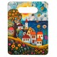 Lot de 4 Planches à Découper en Céramique Décor Maisons Colorées – Thème Village Bord de Mer – 24 x 18 cm – Design Artistique