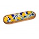 Plateau de Service 29,5 cm Motif Citrons – Plateau Rectangulaire Bois & Résine – Décor Agrumes Jaune & Bleu – 29,5 x 10 x 2 cm