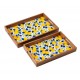 Lot de 2 Plateaux de Service Motif Citrons – Bois & Résine – Décor Agrumes Jaune & Bleu – Grand 42,5 x 27 x 5 cm