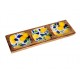 Plateau de Service Motif Citrons – Bois & Résine – Décor Agrumes Jaune Bleu – 30,5 x 9,5 x 1,5 cm