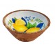 SIGNES GRIMALT Bol Motif Citrons – Bois de Manguier & Résine – Décor Agrumes Jaune Bleu – Ø 15 cm – Collection HappyDko