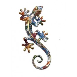 SIGNES GRIMALT Décoration Murale Lézard en Résine Multicolore 28,5 cm – Sculpture Murale Style Mosaïque Bohème