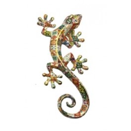 SIGNES GRIMALT Décoration Murale Lézard en Résine Multicolore 28,5 cm – Sculpture Murale Effet Mosaïque Dorée