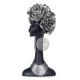 G&S Statue Ethnique : Buste Femme Girafe Africaine, Noir & Argent. H 28 cm