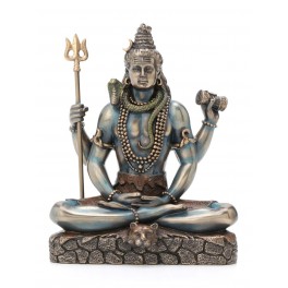 ORIGEN Statuette Bleutée Shiva, Dieu Hindou de la Connaissance Universelle, H 16 cm