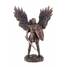happyDko Statuette résine Antic Line : L'archange Saint Michel, Bouclier et Glaive, H 28 cm