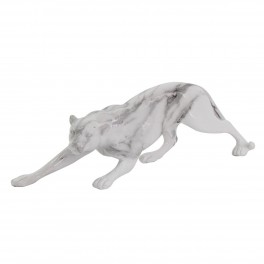 Statuette petite panthère design : Modèle Blanc effet Marbré, L 28 cm