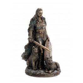ORIGEN Statue Freya, Déesse de la Beauté, de l'amour et de la Guerre, Finition Antic Line, H 22 cm