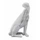 SGRIMALT Statuette Grande panthère Design, Modèle Assis, Blanc et Effet Marbré, H 40 cm