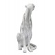 SGRIMALT Statuette Grande panthère Design, Modèle Assis, Blanc et Effet Marbré, H 40 cm