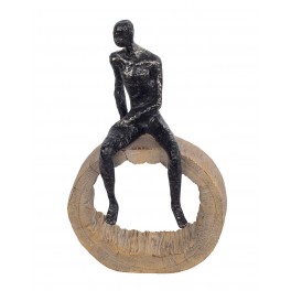 SIGNES GRIMALT Statuette Design : Homme sur Cercle, Men & Stone, H 34 cm