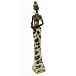 SIGNES GRIMALT Statuette Africaine 1, Robe léopard, Collection Zambia, H 28 cm