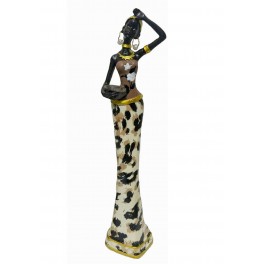 SIGNES GRIMALT Statuette Africaine 2, Robe léopard, Collection Zambia, H 28 cm