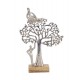 SIGNES GRIMALT Statuette Personnages ludiques et Arbre de Vie en métal, Argent et Bois veiné, H 43 x 6,5 x 33 cm