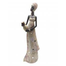 SIGNES GRIMALT Statuette Ethnique, l'Africaine et la cruche, Collection DAKA, H 32 cm