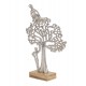 SIGNES GRIMALT Statuette Personnages ludiques et Arbre de Vie en métal, Argent et Bois veiné, H 43 x 6,5 x 33 cm