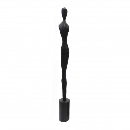 SIGNES GRIMALT Grande Statue Femme Design Noire à la Silhouette longiligne sur Socle, Composition Bois et Hauteur 90 cm