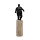 SIGNES GRIMALT Statue Femme Ronde Design Noire sur Socle Cylindre en Bois veiné, Hauteur 42 cm